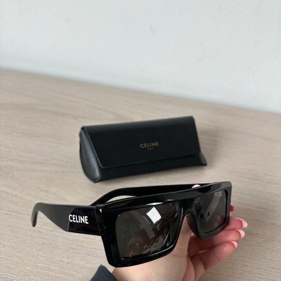 NWOT Celine CL40214U Square Sunglasses Monochrome Black - Picture 5 of 12